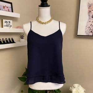 Classy Navy Blue Flowy Blouse